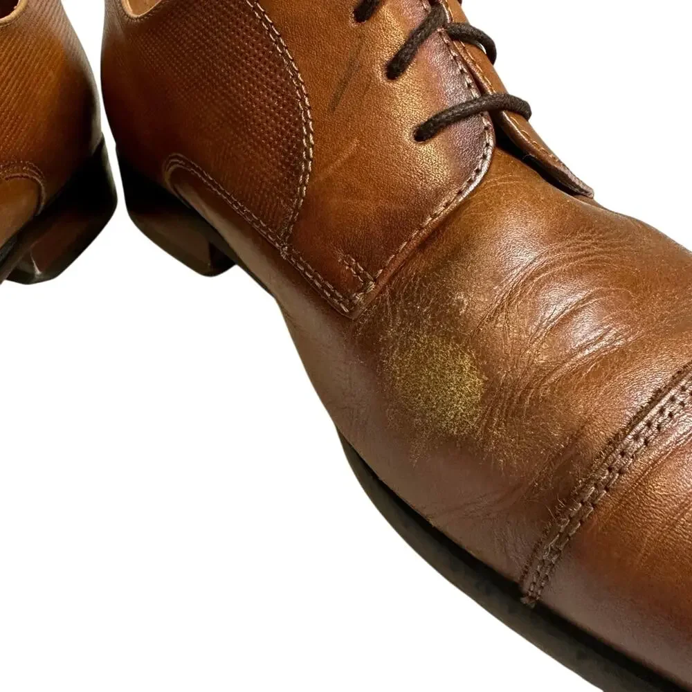Florsheim Men’s Leather Cognac Brown Lace Up Cap Toe‎ Oxford Size 10D